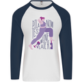 Yoga Pilates Now Wine Later Funny Alcohol Mens L/S Baseball T-Shirt White/Navy Blue