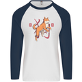 Chinese Zodiac Shengxiao Year of the Dog Mens L/S Baseball T-Shirt White/Navy Blue