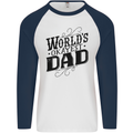 Worlds Okayest Dad Funny Fathers Day Mens L/S Baseball T-Shirt White/Navy Blue