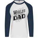 Worlds Okayest Dad Funny Fathers Day Mens L/S Baseball T-Shirt White/Navy Blue