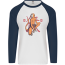 Chinese Zodiac Shengxiao Year of the Monkey Mens L/S Baseball T-Shirt White/Navy Blue