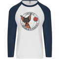 Wine With My Min Pin Miniature Pinscher Dog Mens L/S Baseball T-Shirt White/Navy Blue