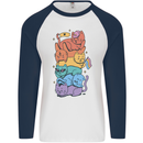 LGBT Cats Mens L/S Baseball T-Shirt White/Navy Blue