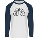 Bicycle Lungs Funny Cycling Bike Cyclist Mens L/S Baseball T-Shirt White/Navy Blue