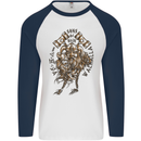 Sons of Odin Viking Valhalla Warrior Mens L/S Baseball T-Shirt White/Navy Blue