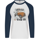 I Can Tow It Funny Towing Truck Operator Mens L/S Baseball T-Shirt White/Navy Blue