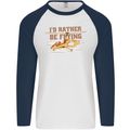 Gyrocopter Rather Be Flying Mens L/S Baseball T-Shirt White/Navy Blue