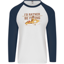 Gyrocopter Rather Be Flying Mens L/S Baseball T-Shirt White/Navy Blue