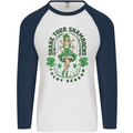 St Patricks Day Shake Your Shamrocks Mens L/S Baseball T-Shirt White/Navy Blue