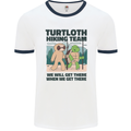 Turtloth Hiking Team Hiking Turtle Sloth Mens Ringer T-Shirt White/Navy Blue