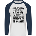 Funny Guitar Slogan Mens L/S Baseball T-Shirt White/Navy Blue