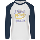 Future Mommy New Baby in Progress Pregnancy Mens L/S Baseball T-Shirt White/Navy Blue
