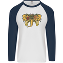 Dragon Joypad Joystick Video Games Console Mens L/S Baseball T-Shirt White/Navy Blue