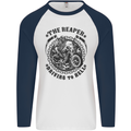 Grim Reaper Motorbike Motorcycle Biker Mens L/S Baseball T-Shirt White/Navy Blue