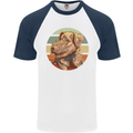 Welsh Terrier Dog Mens S/S Baseball T-Shirt White/Navy Blue