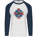 Non Nobis St. George Mens L/S Baseball T-Shirt White/Navy Blue