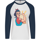 Strong Successful Woman Mens L/S Baseball T-Shirt White/Navy Blue