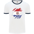 Torn Paraguay Flag Paraguayan Day Football Mens Ringer T-Shirt White/Navy Blue