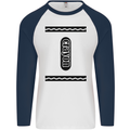 Crayon Fancy Dress Outfit Costume Funny Mens L/S Baseball T-Shirt White/Navy Blue