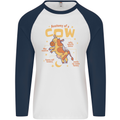 Anatomy of a Cow Funny Mens L/S Baseball T-Shirt White/Navy Blue