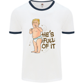 Donald Trump Hes Full of It Sh!#t Funny Mens Ringer T-Shirt White/Navy Blue