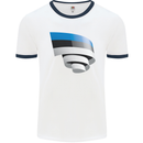 Curled Estonia Flag Estonian Day Football Mens Ringer T-Shirt White/Navy Blue