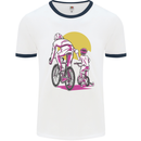 Father & Son Cycling Fathers Day Bicycle Bike Mens Ringer T-Shirt White/Navy Blue