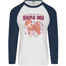 Shiba Inu Anatomy Mens L/S Baseball T-Shirt White/Navy Blue