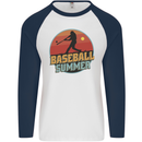 Baseball Summer Mens L/S Baseball T-Shirt White/Navy Blue