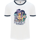 Dungeons & Sloths Role Play Games RPG Mens Ringer T-Shirt White/Navy Blue