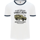 Army Ambulance Military Paramedic Medic Mens Ringer T-Shirt White/Navy Blue