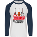 May Start Talking About Guitars Guitarist Mens L/S Baseball T-Shirt White/Navy Blue