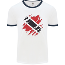Torn Trinidad and Tobago Day Football Mens Ringer T-Shirt White/Navy Blue