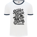 Scooter on the Beach MOD Mens Ringer T-Shirt White/Navy Blue