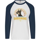 A Dobermans Dog Mens L/S Baseball T-Shirt White/Navy Blue