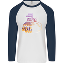 Where Words Fail Music Speaks Guitar Rock Mens L/S Baseball T-Shirt White/Navy Blue