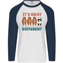 Panda Bear LGBT It's Okay to Be Different Mens L/S Baseball T-Shirt White/Navy Blue
