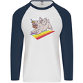 A Unicorn Pug Dog LGBT Mens L/S Baseball T-Shirt White/Navy Blue