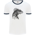 A Steampunk Iguana Lizard Reptiles Mens Ringer T-Shirt White/Navy Blue