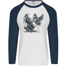 Hammer and Raven Vikings Mens L/S Baseball T-Shirt White/Navy Blue
