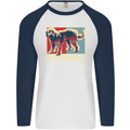 Goldendoodle Dog Art Mens L/S Baseball T-Shirt White/Navy Blue