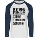 Levels of Wildness Gemini Mens L/S Baseball T-Shirt White/Navy Blue