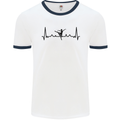 Ballet Dancer ECG Dancing Ballerina Pulse Mens Ringer T-Shirt White/Navy Blue