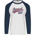 Legend Since 22nd Birthday 2001 Mens L/S Baseball T-Shirt White/Navy Blue