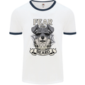 Schnauzer Dog Fear the Beard Mens Ringer T-Shirt White/Navy Blue