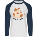 Dog I Hate Cats Funny Mens L/S Baseball T-Shirt White/Navy Blue