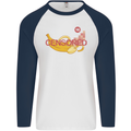 Censored Banana Funny Rude Sexy Mens L/S Baseball T-Shirt White/Navy Blue