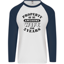 2nd Wedding Anniversary 2 Year Funny Wife Mens L/S Baseball T-Shirt White/Navy Blue