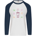 Detox Juice Hangover Cure Healthy Mens L/S Baseball T-Shirt White/Navy Blue