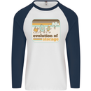 Storage Evolution Retro CD HD Drive USB Stick Mens L/S Baseball T-Shirt White/Navy Blue
